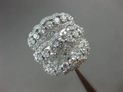ESTATE EXTRA LARGE 3.75CT DIAMOND 18KT WHITE GOLD MULTI ROW ETOILE COCKTAIL RING