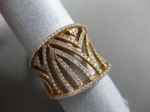ESTATE LARGE 1.01CT DIAMOND 18KT ROSE GOLD MULTI ROW OPEN FILIGREE COCKTAIL RING