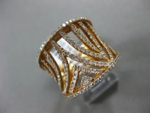 ESTATE LARGE 1.01CT DIAMOND 18KT ROSE GOLD MULTI ROW OPEN FILIGREE COCKTAIL RING