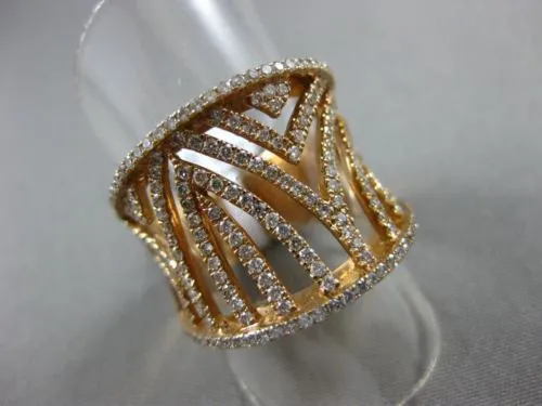 ESTATE LARGE 1.01CT DIAMOND 18KT ROSE GOLD MULTI ROW OPEN FILIGREE COCKTAIL RING