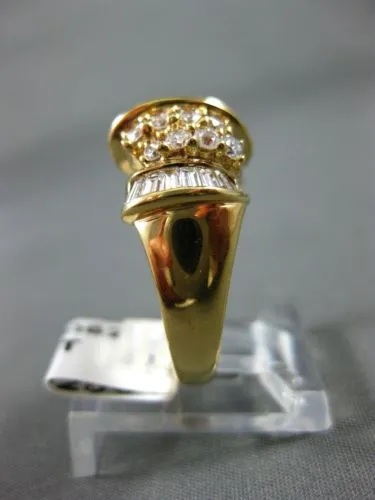 ESTATE LARGE 1.20CT ROUND & BAGUETTE DIAMOND 18K YELLOW GOLD 3D FUN RING #14062