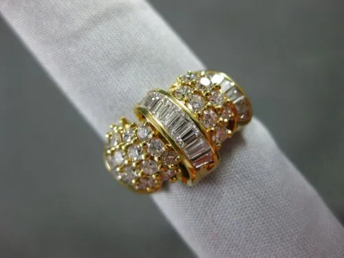 ESTATE LARGE 1.20CT ROUND & BAGUETTE DIAMOND 18K YELLOW GOLD 3D FUN RING #14062