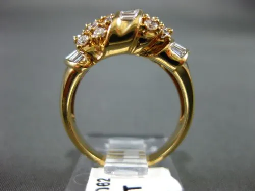 ESTATE LARGE 1.20CT ROUND & BAGUETTE DIAMOND 18K YELLOW GOLD 3D FUN RING #14062