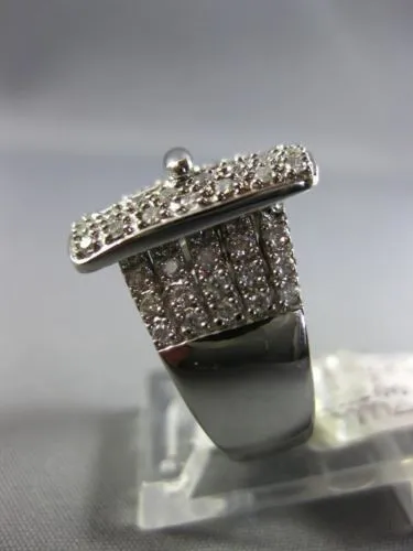 ESTATE LARGE .85CT ROUND DIAMOND 14KT WHITE GOLD 3D MULTI ROW BELT COCKTAIL RING