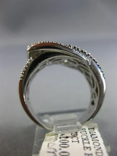 ESTATE LARGE .85CT ROUND DIAMOND 14KT WHITE GOLD 3D MULTI ROW BELT COCKTAIL RING