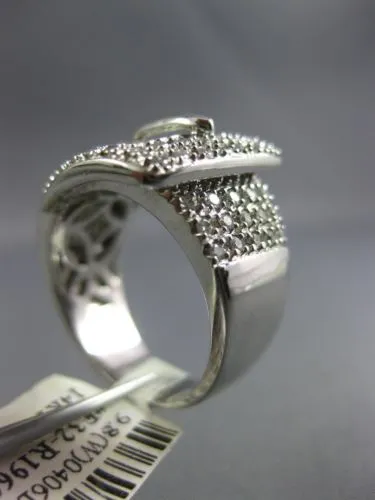 ESTATE LARGE .85CT ROUND DIAMOND 14KT WHITE GOLD 3D MULTI ROW BELT COCKTAIL RING