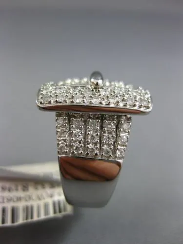 ESTATE LARGE .85CT ROUND DIAMOND 14KT WHITE GOLD 3D MULTI ROW BELT COCKTAIL RING