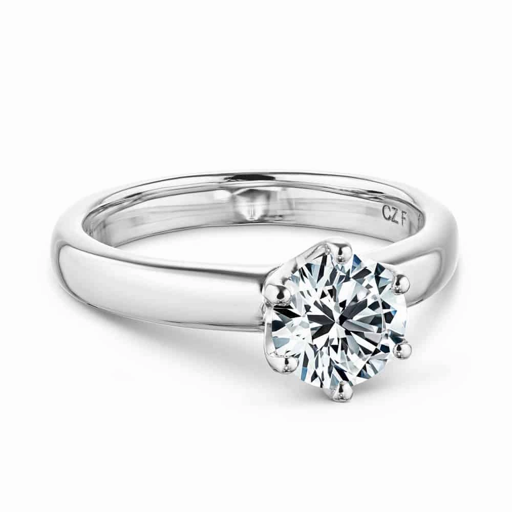 Ava Round Lab Grown Diamond Six Prong Solitaire Engagement Ring Modern Harmony
