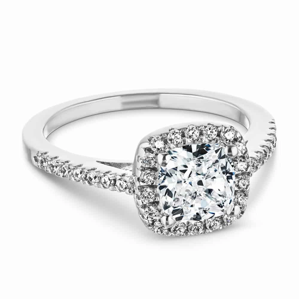 Arabella Cushion Lab Grown Diamond Shared Prong Halo Engagement Ring Exquisite Product