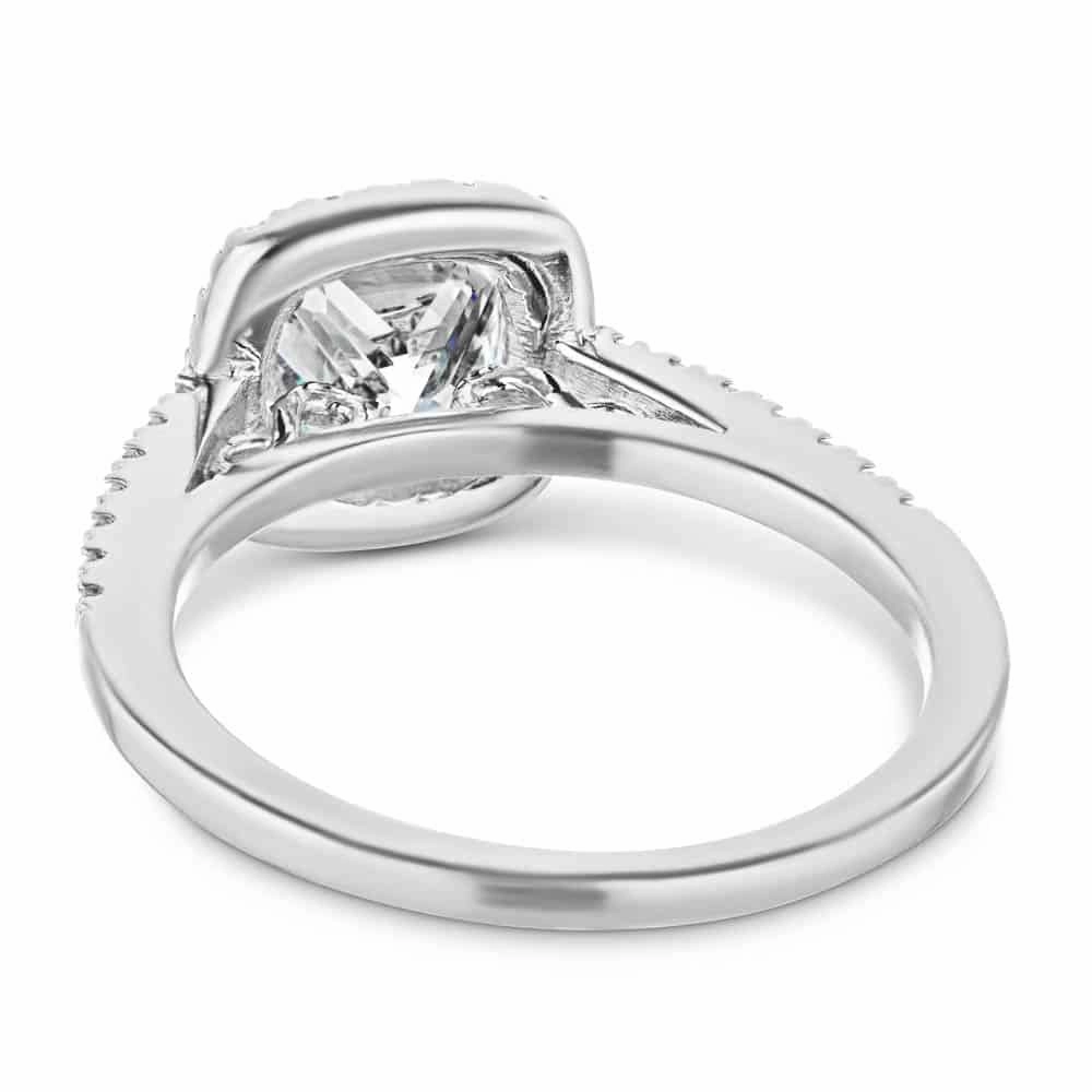 Arabella Cushion Lab Grown Diamond Shared Prong Halo Engagement Ring Minimalist Gift