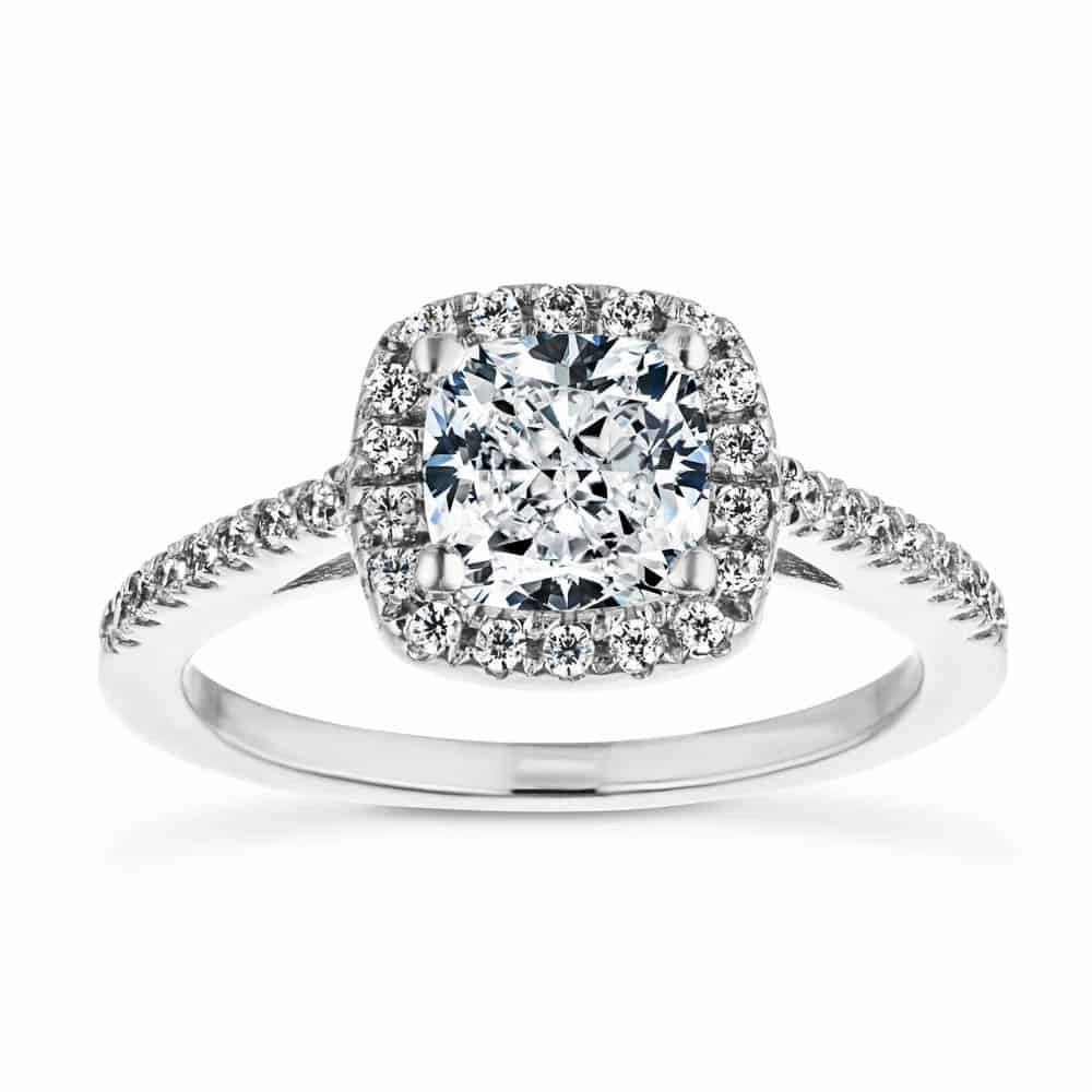 Chic Choice Shiny Design Arabella Cushion Lab Grown Diamond Shared Prong Halo Engagement Ring