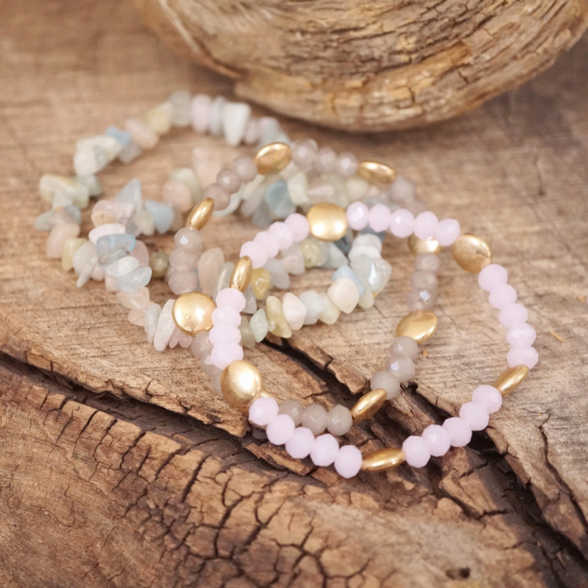 Boho Beads Bracelets set with Semi Precious nuggets stone beads Heirloom Perspective