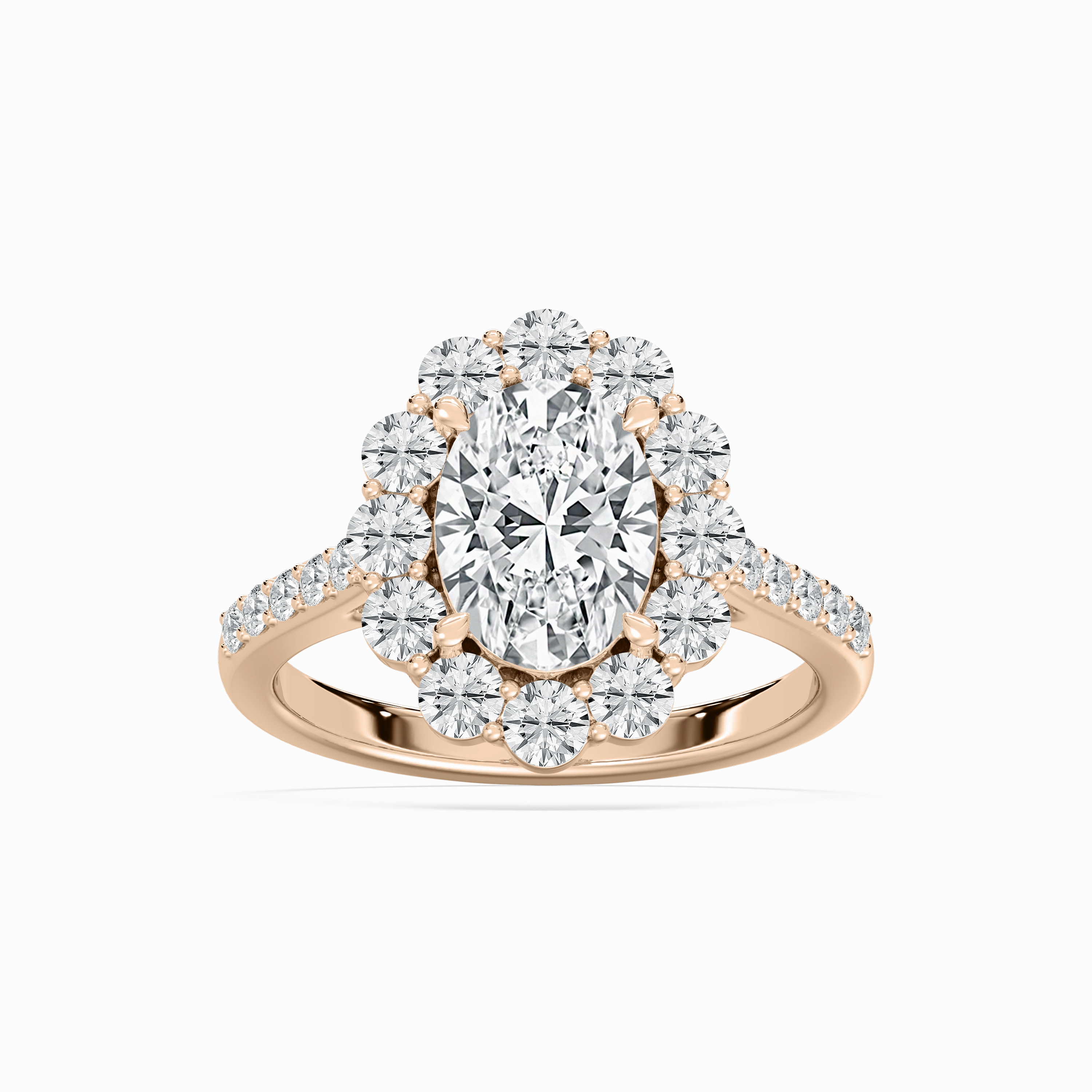 Eva 3 1?? ctw Round Lab Grown Diamond Halo Engagement Ring Universal Design