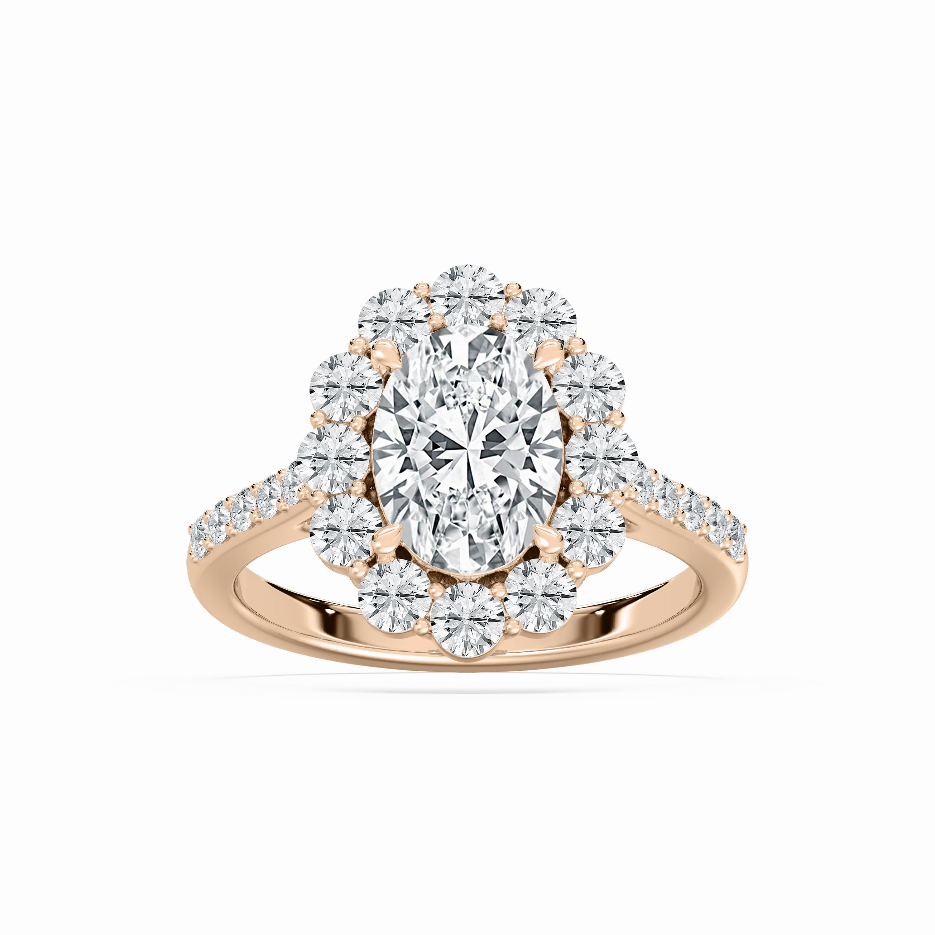 Minimalist Ornament Eva 3 1?? ctw Round Lab Grown Diamond Halo Engagement Ring