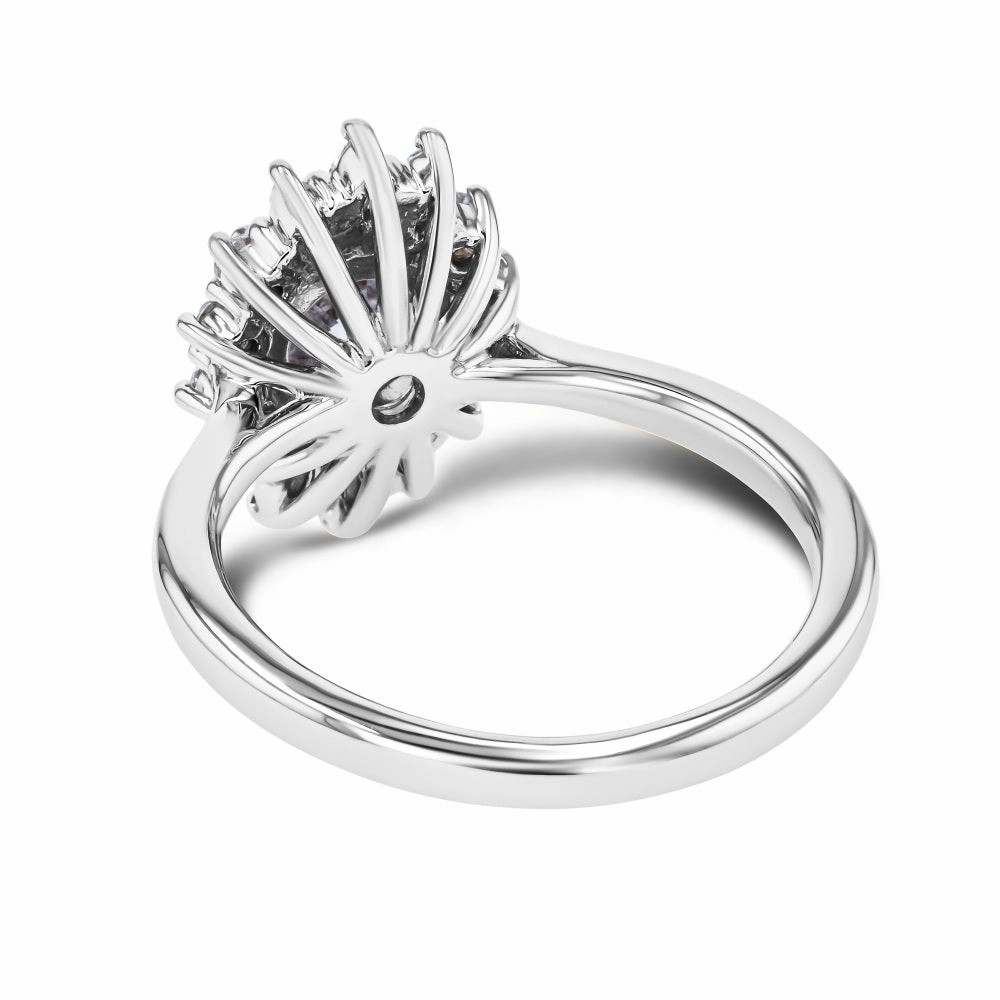 High-End Accessory Exquisite Object Everly Round Lab Grown Diamond Sunburst Halo Engagement Ring