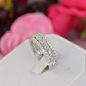 2.14ct Art Deco & 2 Full Eternity Wedding Band Stack Promise Ring Diamond Simulated 925 Sterling Silver Anniversary Ring SKU:00193 Balanced Contour Low-Cost Article