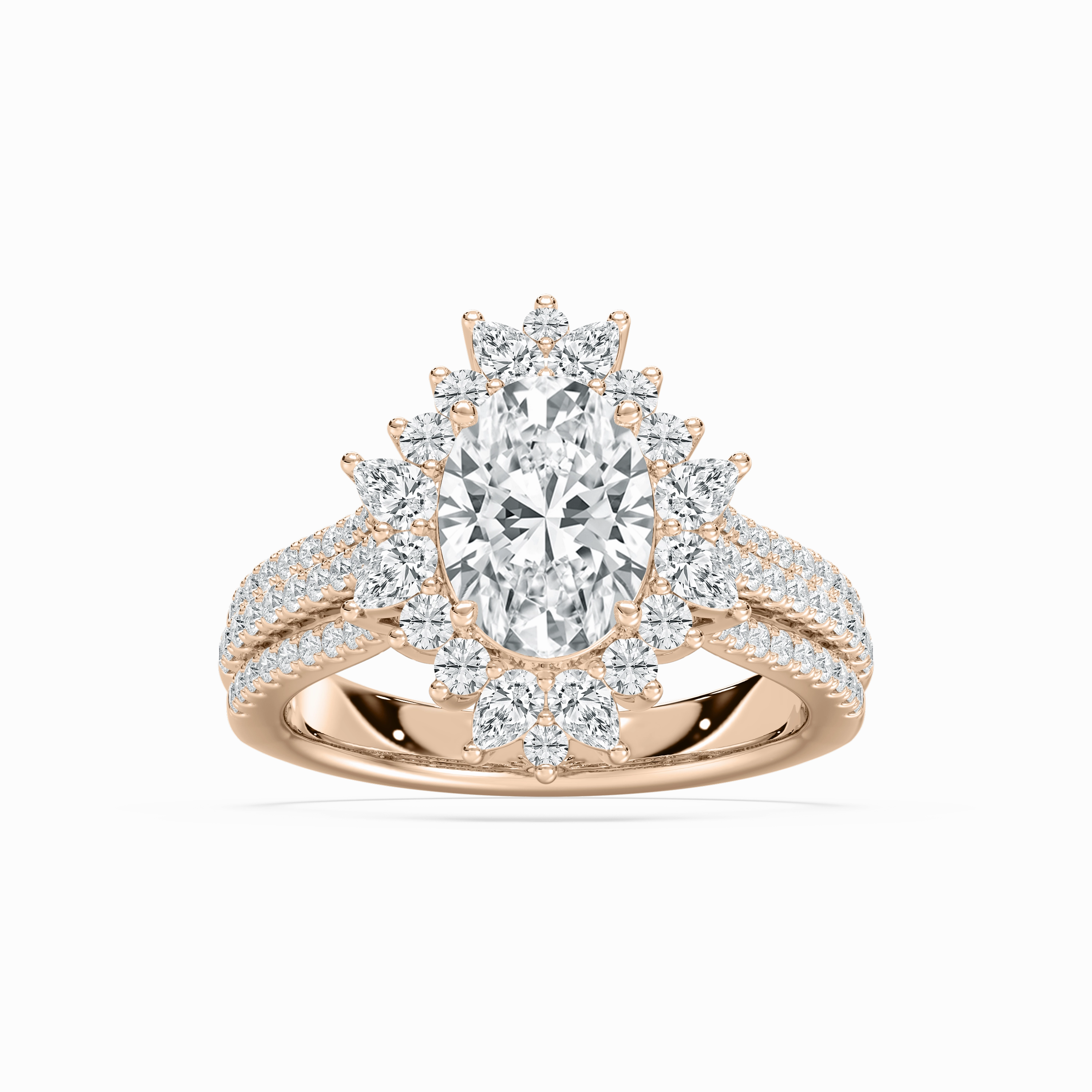 Unisex Appeal All Purpose Fit Evie 3 ctw Oval Lab Grown Diamond Three Row Halo Engagement Ring