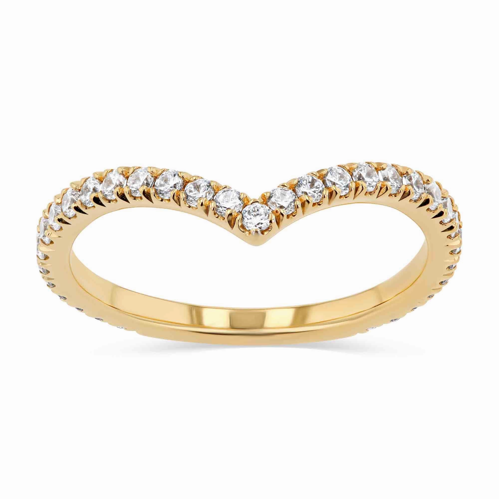Beautiful Bauble Handcrafted Product Maxine 2/5 ctw Round Lab Grown Diamond Three Quarter Chevron Eternity Band