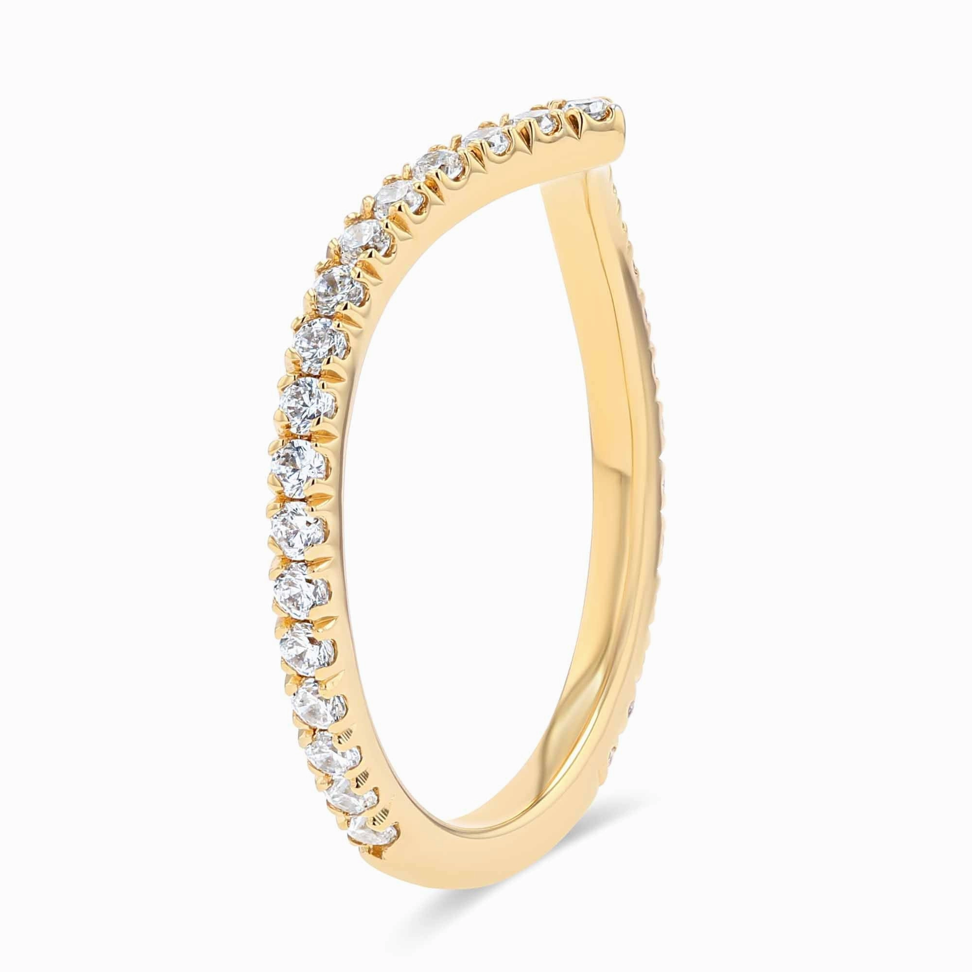 Sentimental Jewelry Beautiful Token Maxine 2/5 ctw Round Lab Grown Diamond Three Quarter Chevron Eternity Band