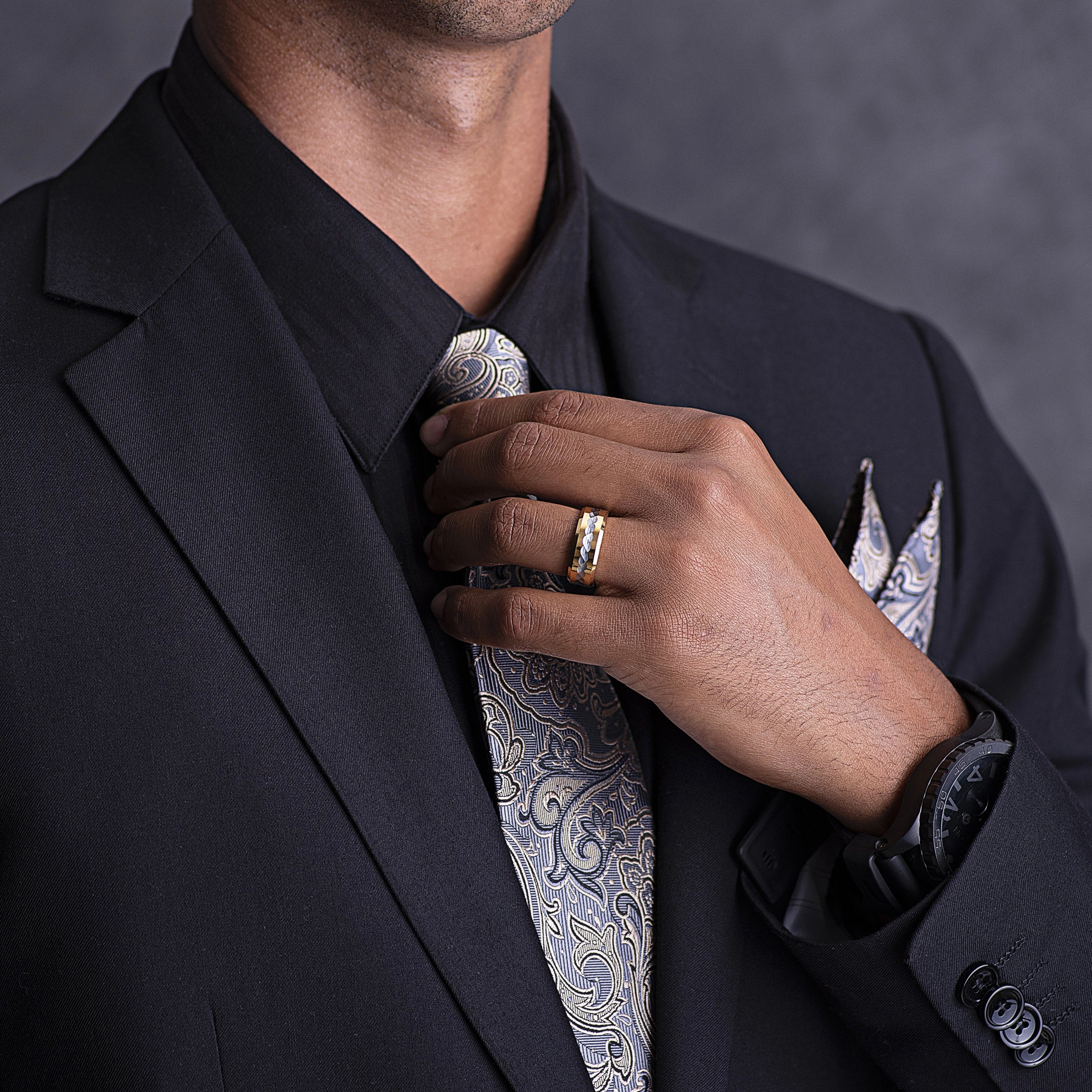 100S JEWELRY Infinity Gold Tungsten Rings for Men Wedding Bands Engagement Promise AnniversarySize 6-16 Luxury Keepsake Sleek Look