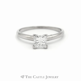 Bold Creation .79CT Princess Diamond Solitaire Engagement Ring in 14KT White Gold