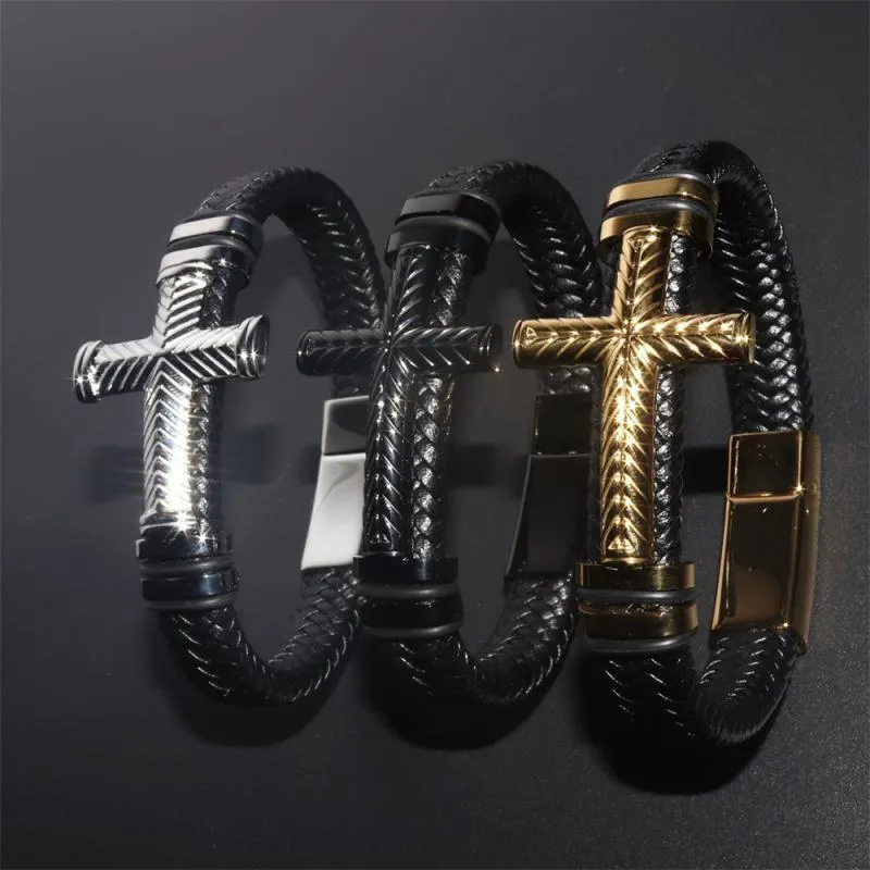 Exquisite Gold Color Charm Cross Bracelet for Men