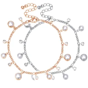 Exquisite pearl white diamond foot chain