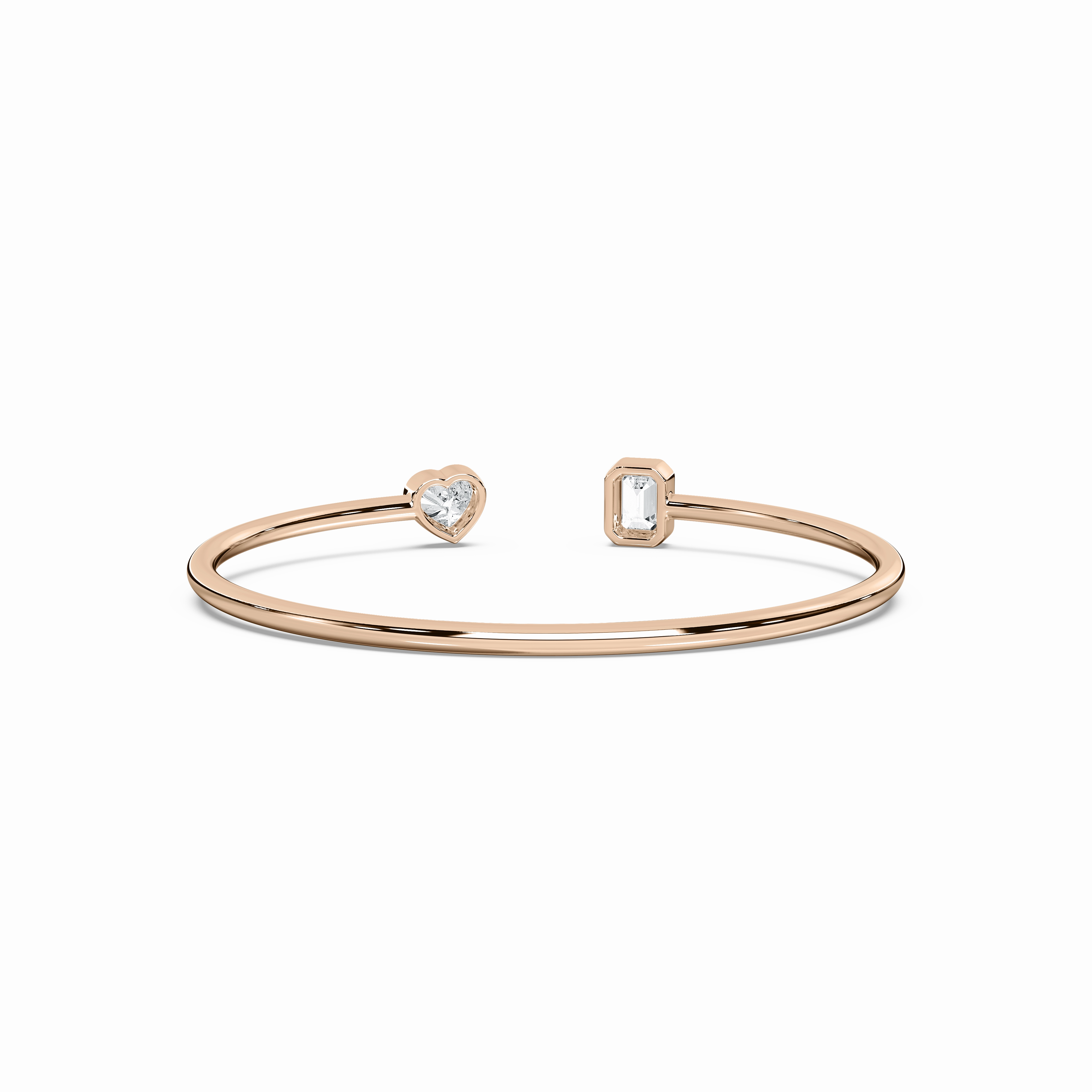 Superlative Detail Velcro straps 1 ctw Emerald And Heart Lab Grown Diamond Bezel Set Cuff Bracelet - 7.5 Inches