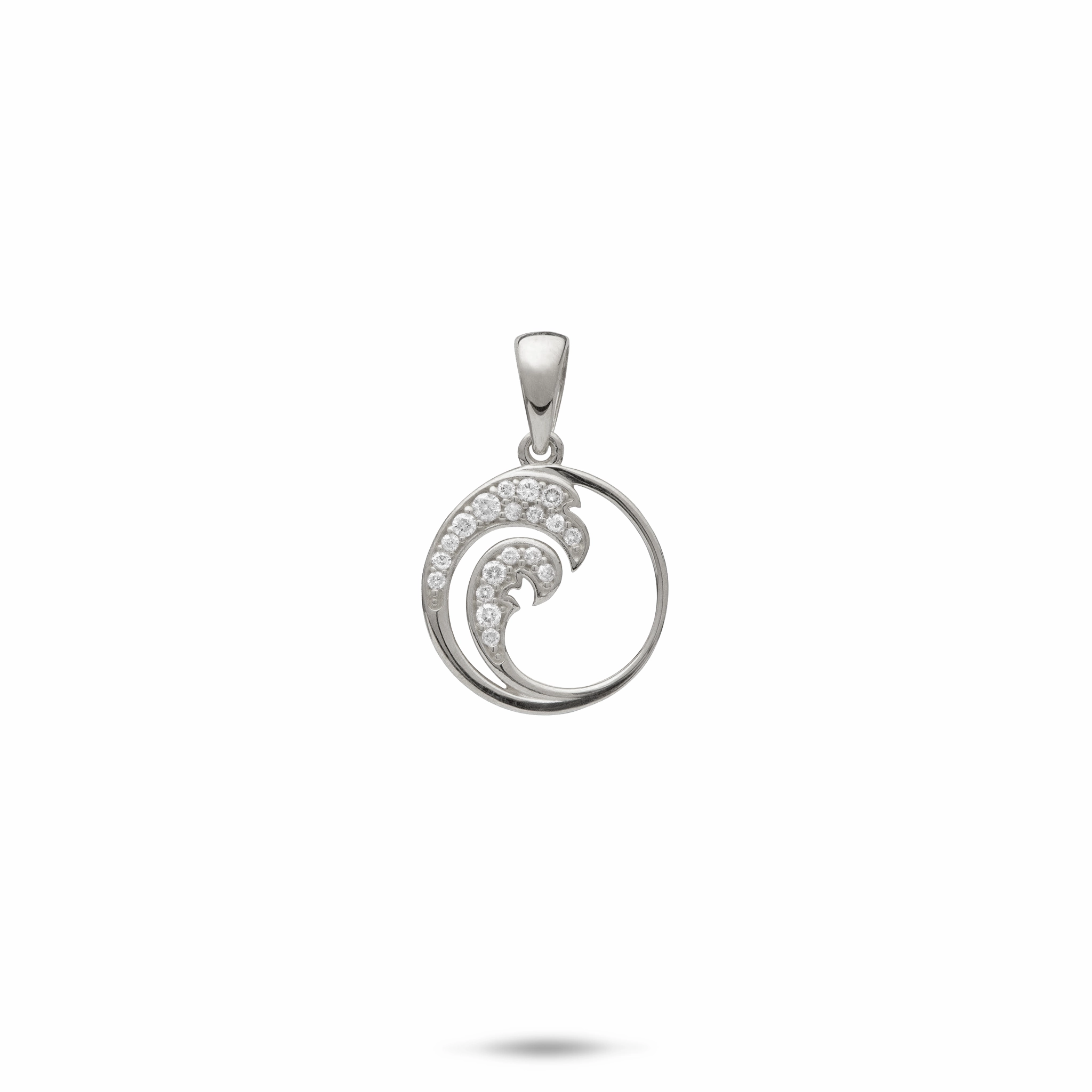 Gift Feature Nalu Pendant in White Gold with Diamonds - 12mm