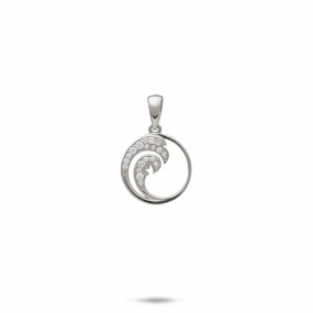 Gift Feature Nalu Pendant in White Gold with Diamonds - 12mm