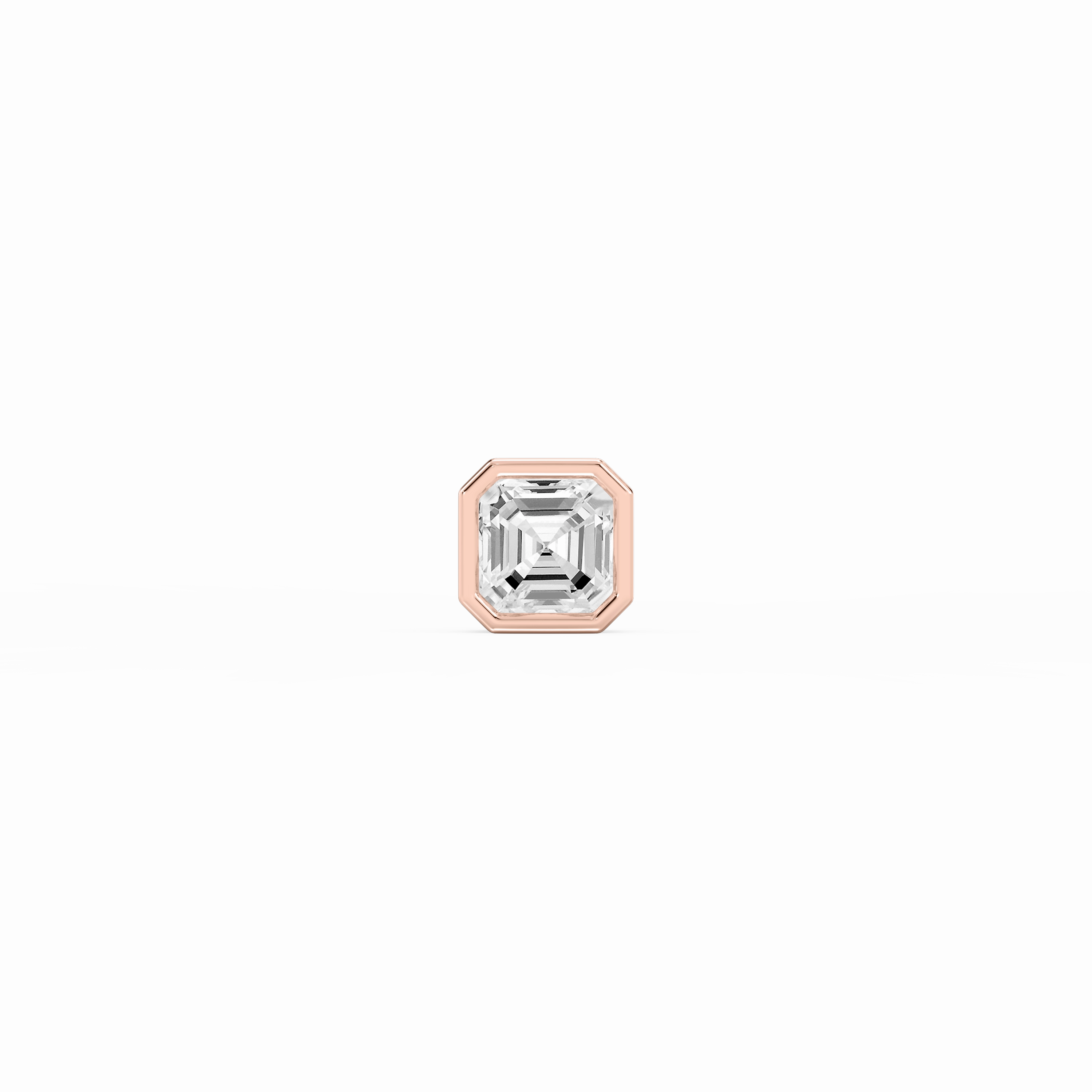 Asscher Lab Grown Diamond Bezel Set Single Stud Earring Striking Item Sparkling Embellishment