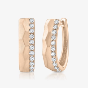 Contemporary Look 1/2 ctw Lab Grown Diamond Textured Hoop Earrings