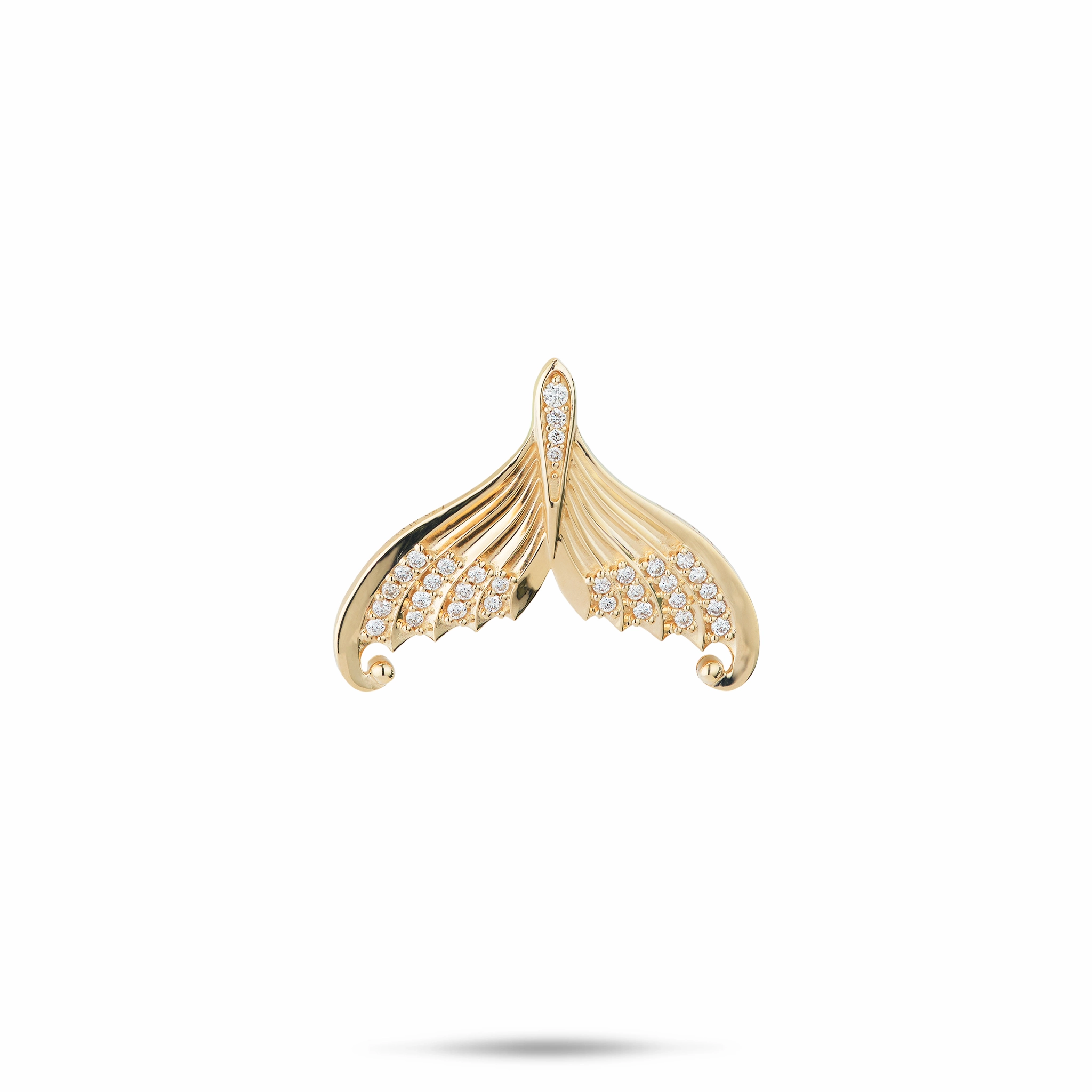 Timeless Craft Design Elegant Detail Moon Mermaid Tail Pendant in Gold with Diamonds - 20mm