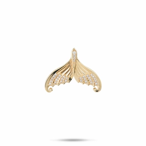 Timeless Craft Design Elegant Detail Moon Mermaid Tail Pendant in Gold with Diamonds - 20mm