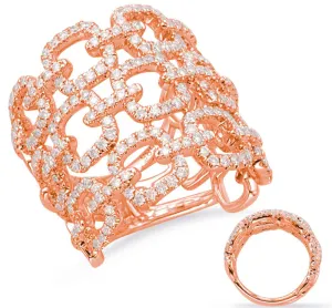 EXTRA LARGE 1.28CT DIAMOND 14KT ROSE GOLD MULTI SQUARE LOVE KNOT COCKTAIL RING