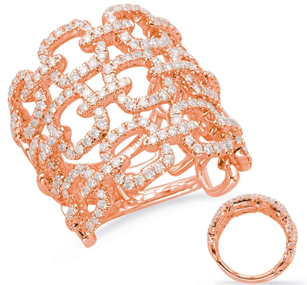 EXTRA LARGE 1.28CT DIAMOND 14KT ROSE GOLD MULTI SQUARE LOVE KNOT COCKTAIL RING