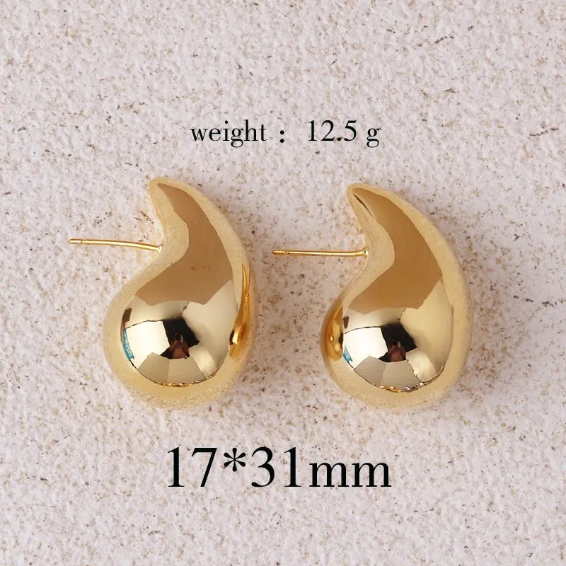 Extra Large Drop Earring Oversized Chunky Hoop Earrings Lightweight Hypoallergenic Gold Plated