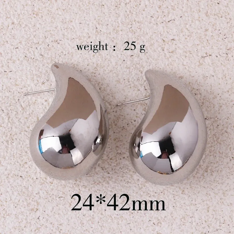 Extra Large Drop Earring Oversized Chunky Hoop Earrings Lightweight Hypoallergenic Gold Plated