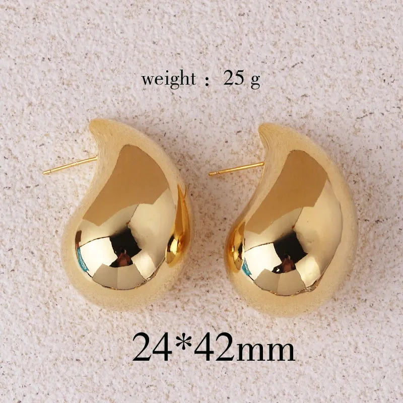 Extra Large Drop Earring Oversized Chunky Hoop Earrings Lightweight Hypoallergenic Gold Plated