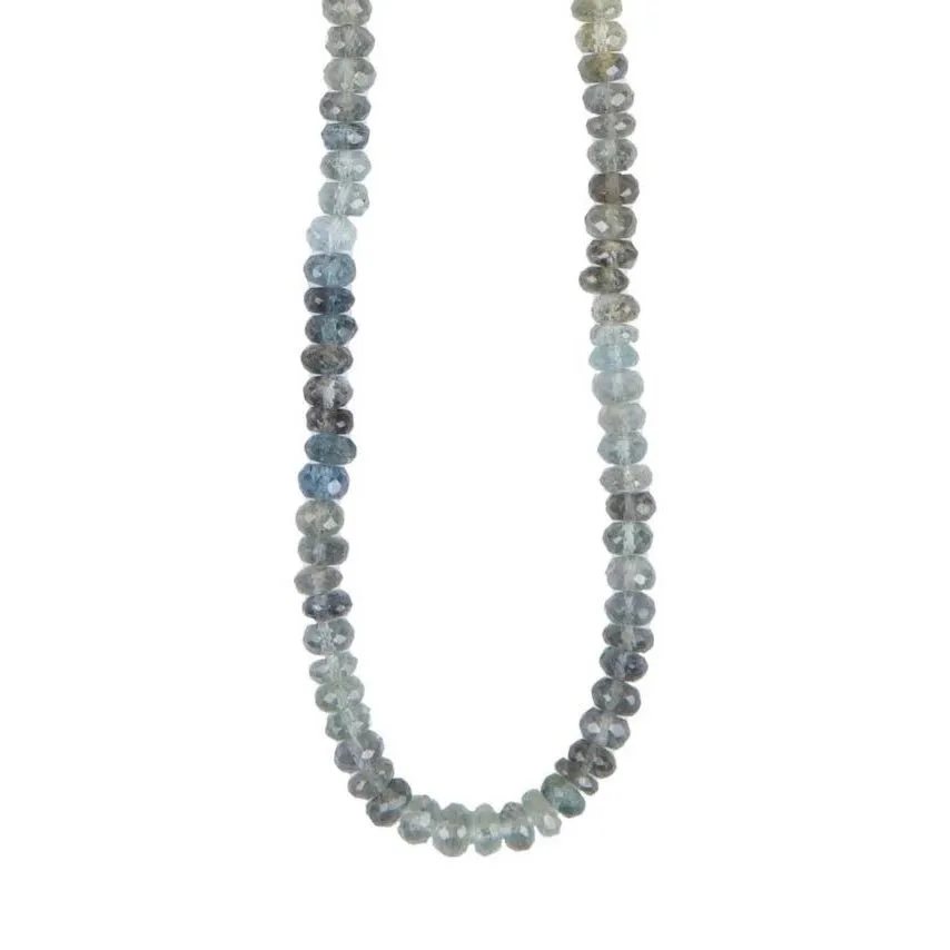 Faceted Moss Aquamarine Beaded Necklace - 20"