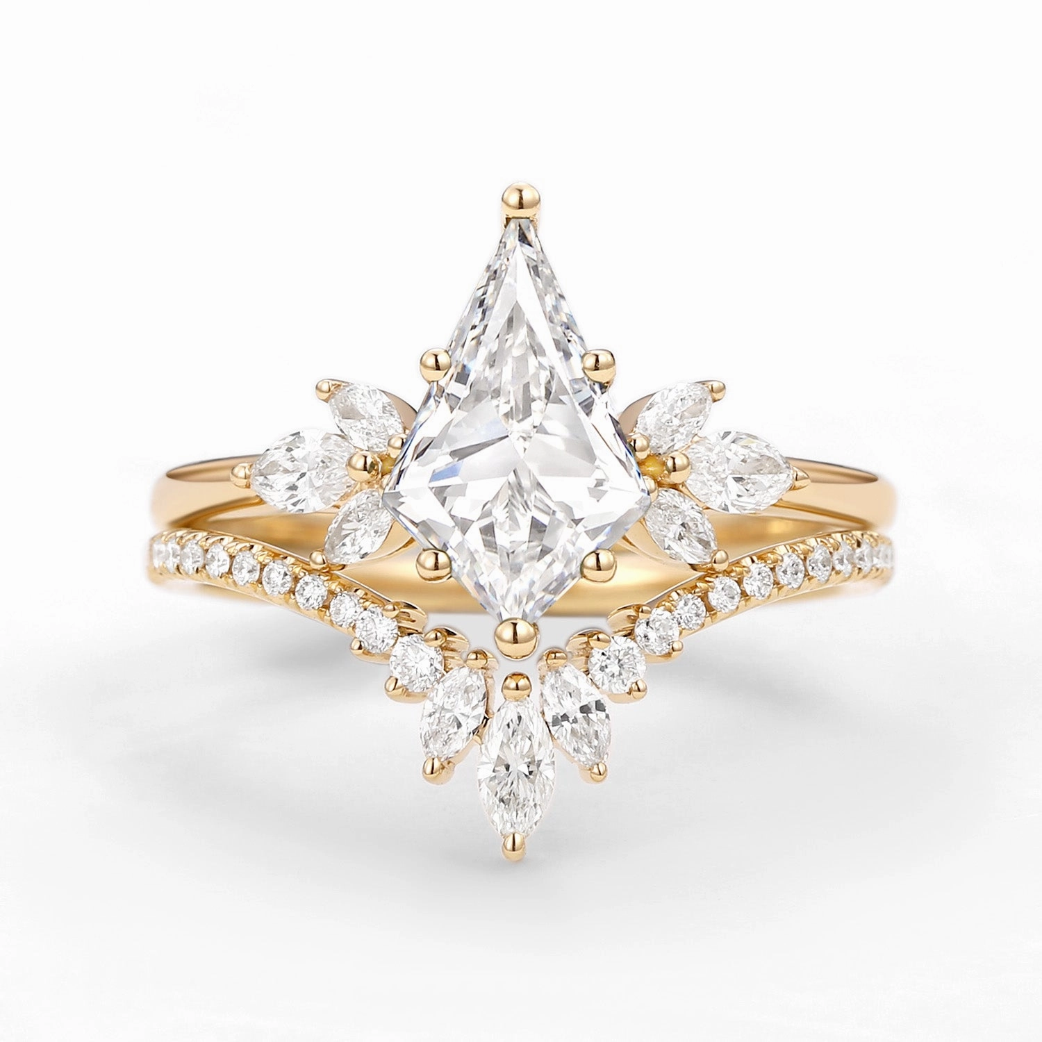 Chic Fit Fairy Ring - Kite Cut Lab Grown Diamond Butterfly Engagement Ring Set 2pcs - Flutter