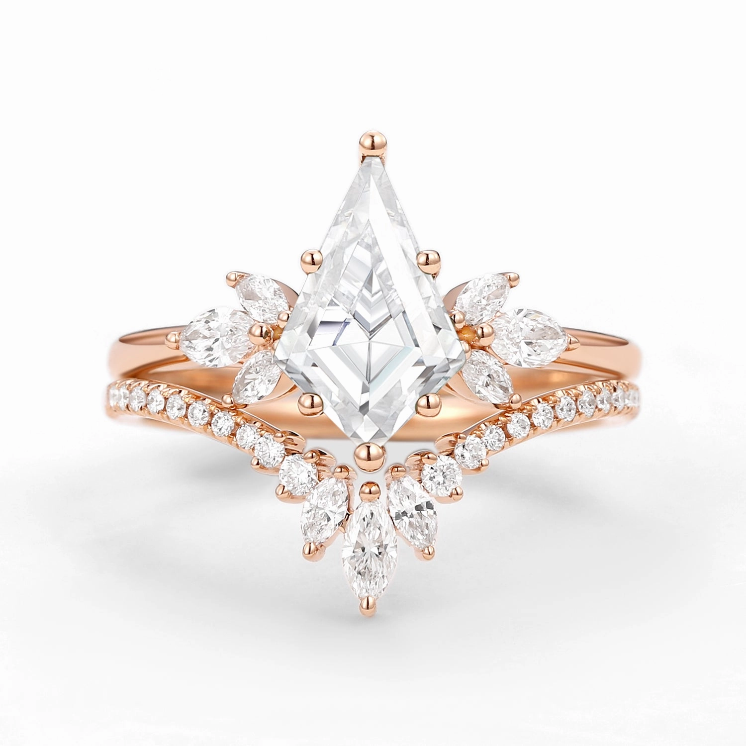 Fairy Ring - Kite Cut Moissanite Butterfly Engagement Ring Set 2pcs Street Chic