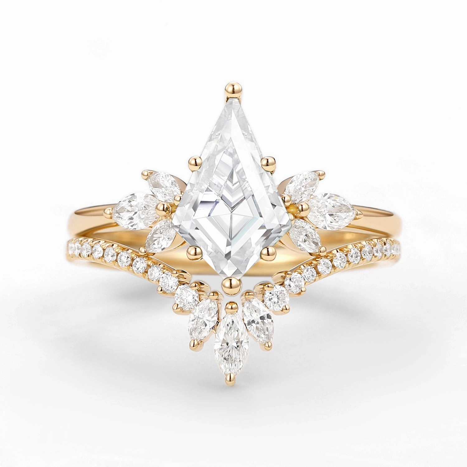 Timeless Fashion Fairy Ring - Kite Cut Moissanite Butterfly Engagement Ring Set 2pcs