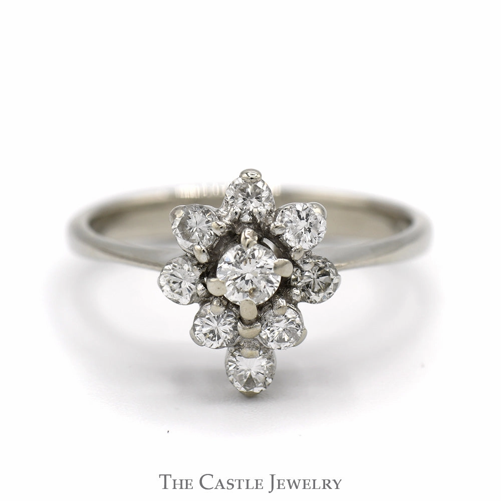 Dressing Up Pear Shaped Round Diamond Cluster Ring in 14k White Gold