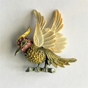 Fantasy Resin Mid Century Bird Brooch