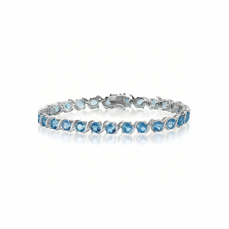 highly recommended Fantasy Blue Topaz Tennis Bracelet in 925 Sterling Silver