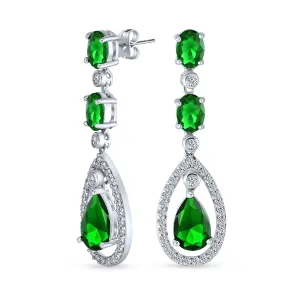 Fashion Art Deco Wedding Gemstone Dangle Chandelier Earrings Silver Plated