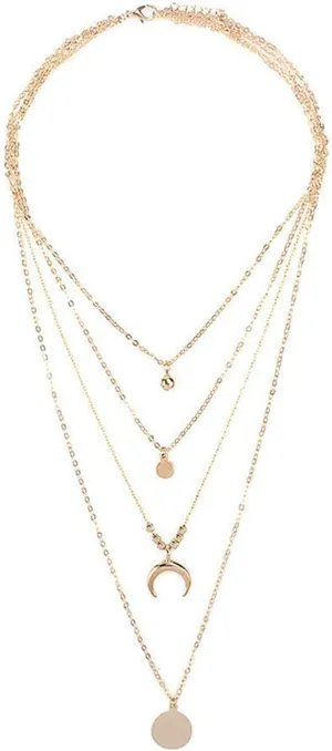 Fashion Layered Necklace for Women Boho Choker Moon Pendant Necklace Minimalist Design Layering Necklaces (Gold, One Size)