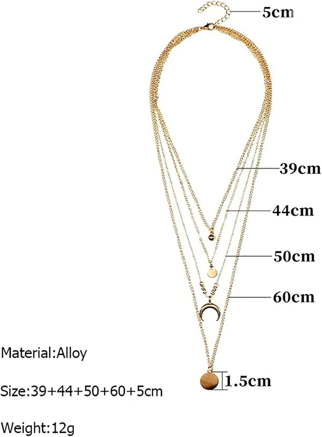 Fashion Layered Necklace for Women Boho Choker Moon Pendant Necklace Minimalist Design Layering Necklaces (Gold, One Size)