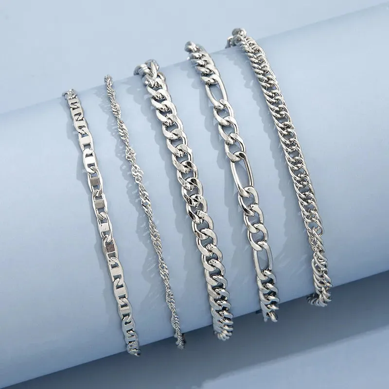 Fashion Metal Chain Anklet Set For Women Vintage Ankle Bracelets